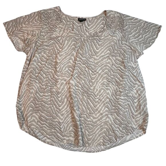Torrid Blouse Womens 1X Zebra Print All Over Boho Funky Shirt Relaxed V Neck Top - Picture 5 of 10